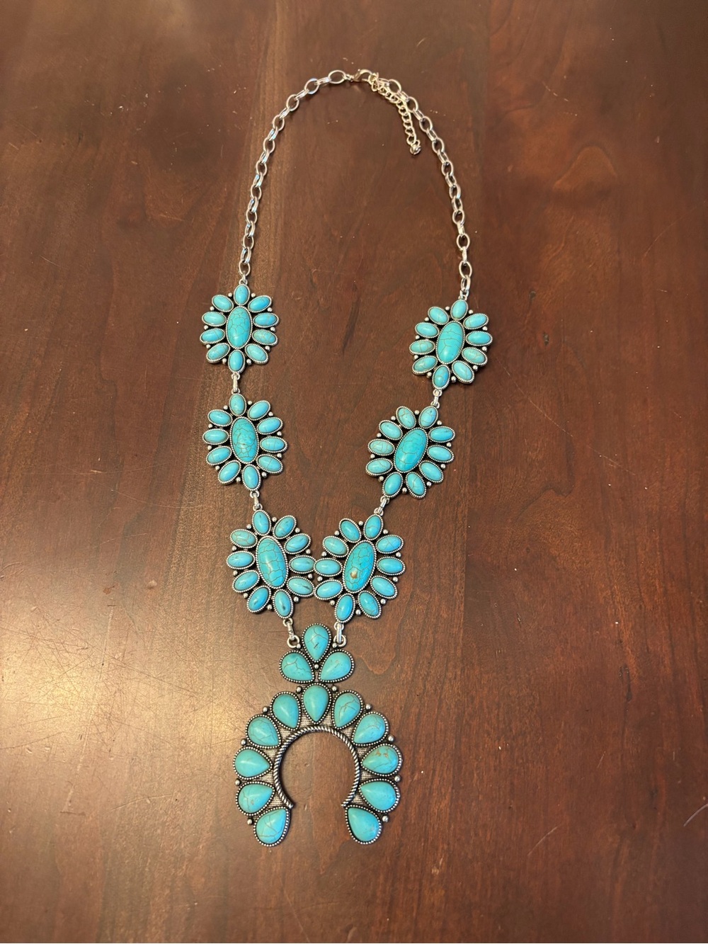Turquoise Statement squash blossom Necklace - Women Jewelry